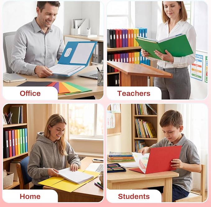 SUNEE Folders with Pockets(125 Pack, Red), 2 Pocket Folders Fit Letter Size Paper, Paper File Folder for School Office Home Business - Image 5