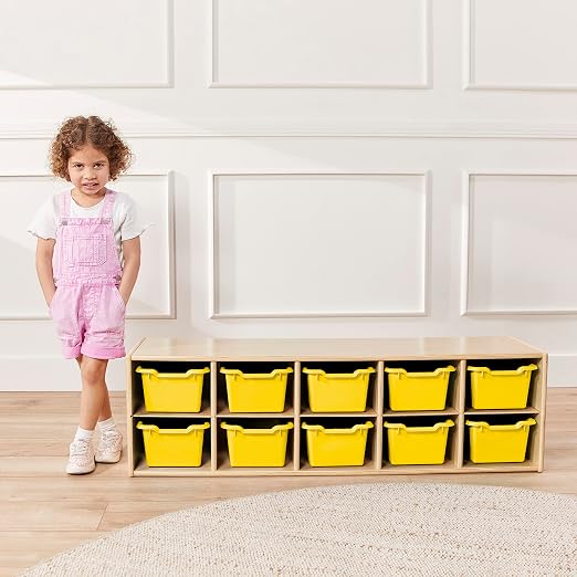 ECR4Kids Scoop Front Storage Bins, Multipurpose Organization, Yellow, 10-Piece - Image 11