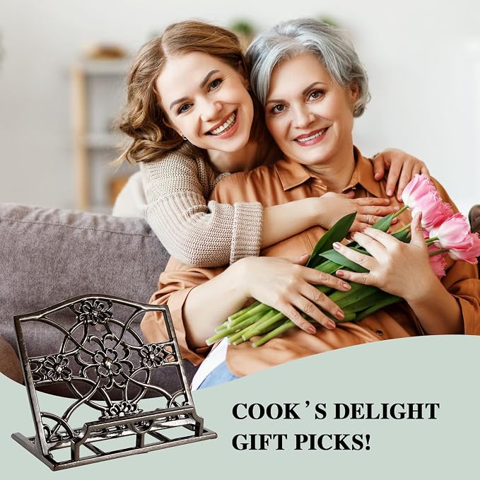JOGREFUL Cast Iron Cookbook Stand, Kitchen Recipe Holder Latte Gold | Heavy-Duty Book Vintage Holder, Reading Rest Holder for Easel/Counter/Books/Magazine/iPad/Bible - Image 6