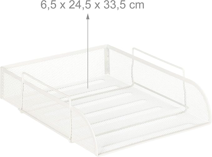 4 x Stackable Document Trays DIN A4 Grid Design Letter Tray Office Metal 25 x 34 cm White - Image 5
