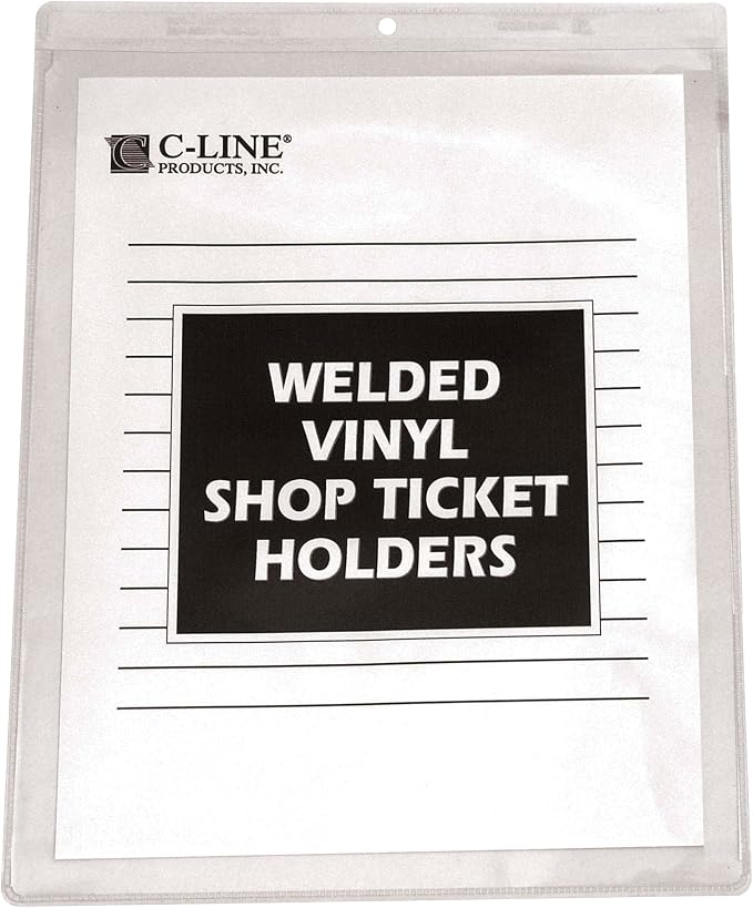 C-Line Vinyl Shop Ticket Holders, Both Sides Clear, 9 x 12 Inches, 50 per Box (80912) by C-Line
