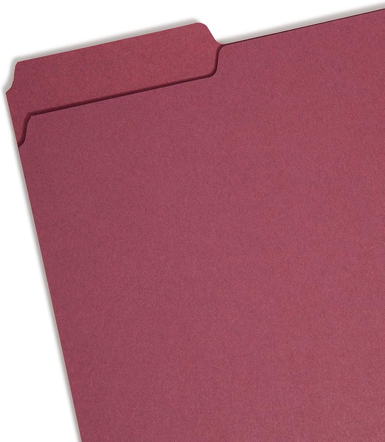 Smead Interior File Folder, 1/3-Cut Tab, Letter Size, Maroon, 100 per Box, Expandable File Folders for Filing Cabinet - Image 2
