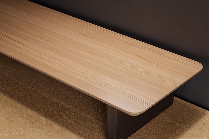 amesoba White Oak Dual‑Tier Ergonomic Desk Setup – Modern Wooden Monitor Stand & Workspace Riser, Home Office & Minimalist Aesthetic (White Oak, Large) - Image 5