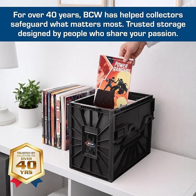 BCW Comic Bin, Black - Holds 150 Comics, Acid Free Storage and Organizer, Heavy Duty Plastic, Stackable, Includes Partition - Image 3