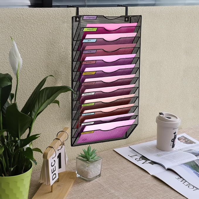 Wall Mounted File Organiser A8 Mesh in Hanging Wall File Holder Mail Organiser - Image 10