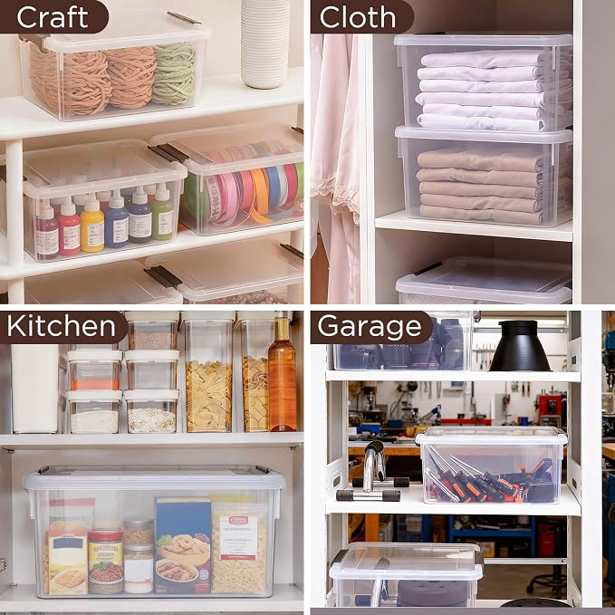 Citylife 17QT Plastic Storage Bins with Lids,5Packs Large Containers | Stackable Box with Locking Latches for Home, Office, Closet & Pantry Organization,Clear - Image 6