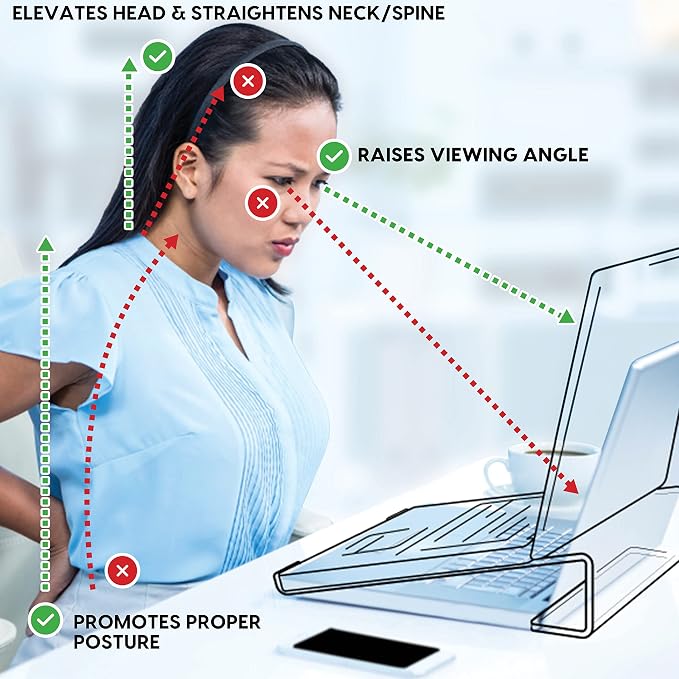 Mammoth DuraClear Acrylic Laptop Stand for Desk - Ergonomic 2.5" Elevation Acrylic Computer Riser - Laptop Stand Accessory for up to 21" Laptops - Image 2