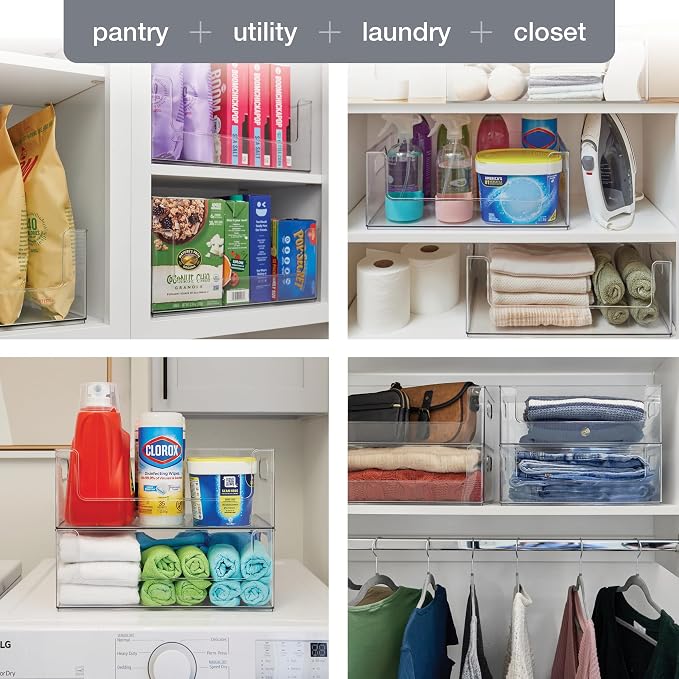 Open Front Pantry Cabinet Stacking Storage Home Bin 16x10x6 4 Pack | Stackable Strong,Heavy Duty, Made in USA - Image 7