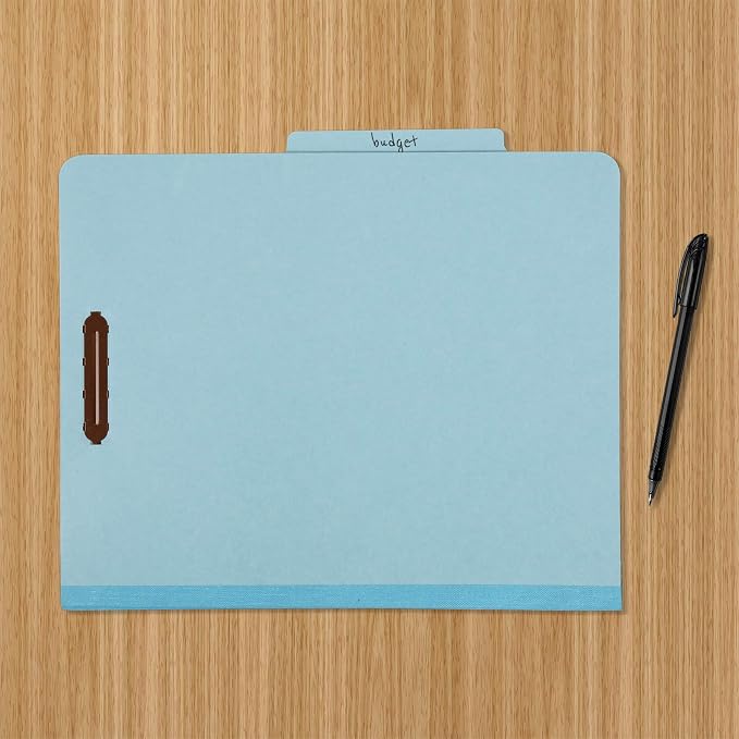 Amazon Basics Classification Folder with Prongs, 100% Recycled, 2 Dividers, 2" Embedded Fasteners, Letter Size, for Documents Organization, Light Blue, 10 Count (Pack of 2) - Image 5