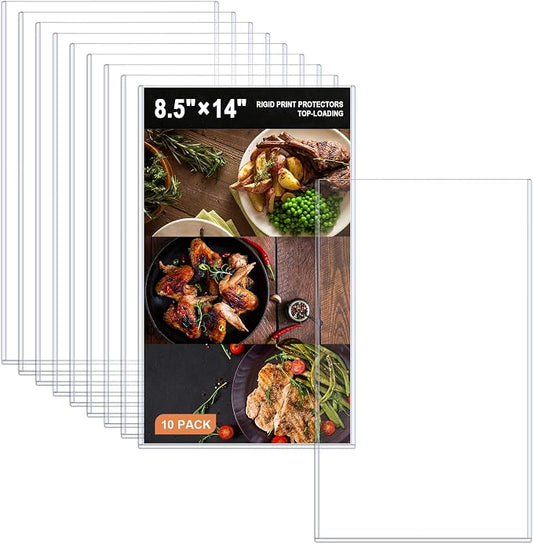 Ndsox 10 Pack 8.5" x 14" Rigid Print Protectors Clear Hard Plastic Sheet Protectors Top-Loading Rigid Menu Covers for Legal Size Paper, Documents, Photo, Posters, Prints, Artworks, Birth Certificates by NDSOX