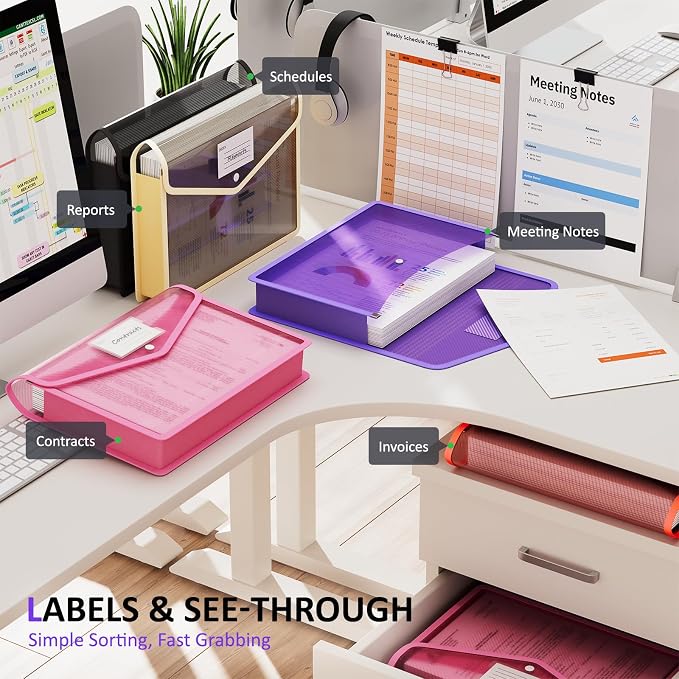 ThinkTex Plastic Expanding File Folder, Transparent Envelopes with Snap | No Dividers, Large Capacity, Document Organizer for Receipts, Bills & Taxes, Fits Letter / A4 Size - 5 Pack - Image 4
