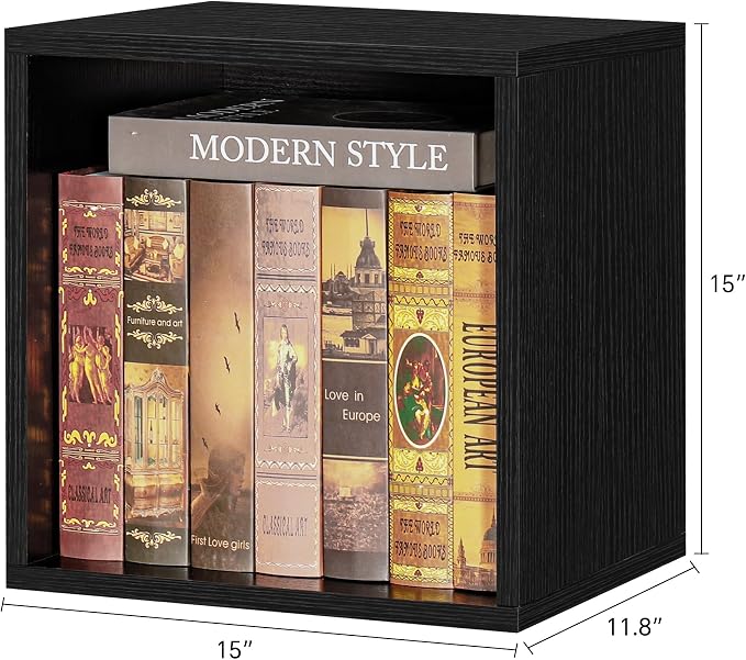 FUSUNBAO Magic DIY Cube Storage Organizer Stackable Cubes for Home Books Clothes Toy-Modular Cubby Storage System-Office Cubical-Bookcase Closet (Black, General Cube) - Image 3