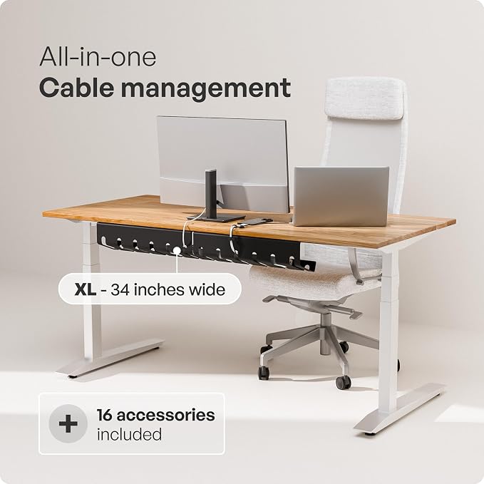 PAMO Cable Management Under Desk, Set of 2 - Black | Easy under-table mounting keeps cables organized, includes 10 cable ties for a clean and tidy office or home workspace. - Image 2