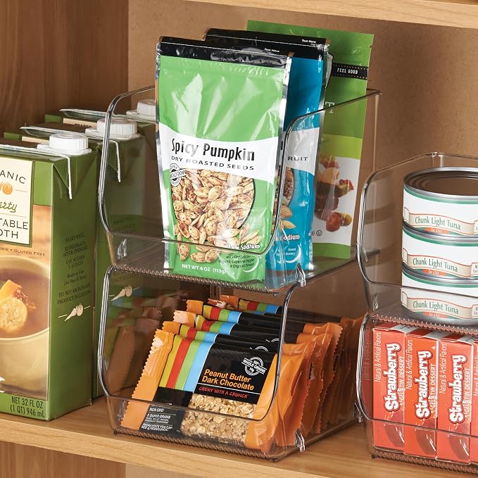 iDesign Stackable Open-Front Storage Bins, Set of 3, Clear | Kitchen and Pantry Organization - Image 3
