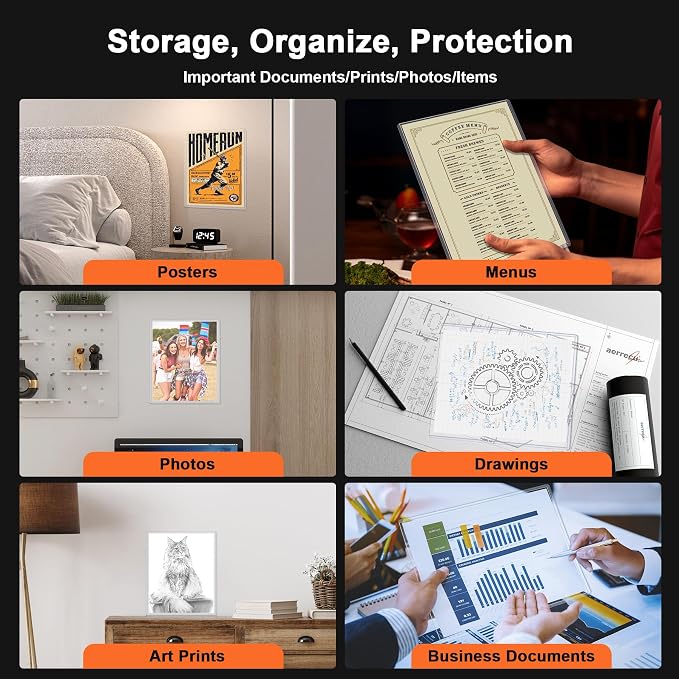 Ndsox 25 Pack 8" x 10" Rigid Print Protectors Clear Hard Plastic Sheet Protectors Top Loading for Photographs, Photo Papers, Posters, Prints, Birth Certificates, Heavy Duty No-Hole Rigid Photo Sleeves - Image 6