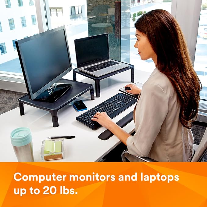 3M Adjustable Computer Monitor Stand, 16 in x 12 in x 13.6 in | Height Adjustable Monitor Riser For Desk, Office, Home With Underneath Storage Space, No Skid - Image 9