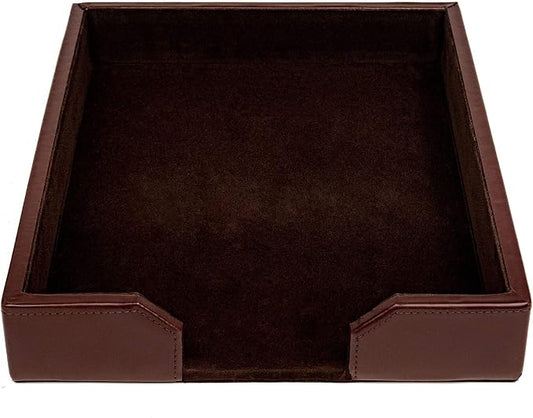 DACASSO Bonded Leather Desktop Letter Tray - Luxury Letter Holder & Paper Organizer for Desk - Office Organization & Executive Desk Decor - (Dark Brown) by Dacasso