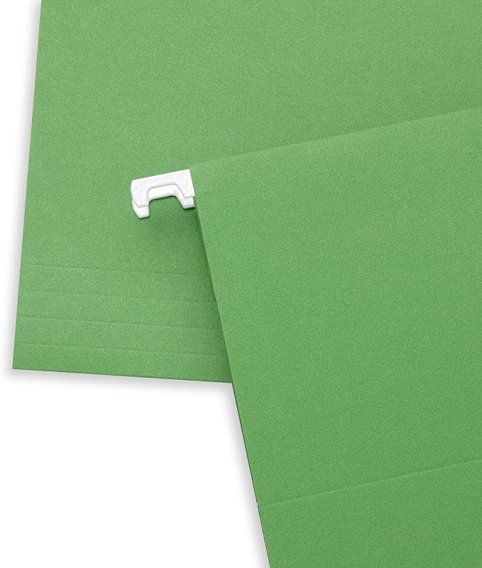 Blue Summit Supplies 50 Hanging File Folders, Letter Size, Green | Reinforced letter size, 1/5 cut tabs, plastic tabs and inserts included, for filing cabinet, home, and office - Image 4