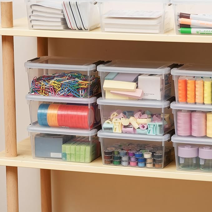 Citylife 20Packs 1.3Qt Small Storage Bins with Lids,Stackable Clear | Plastic Containers for Beads, Buttons, Sewing Supplies, Office Supplies - Image 3