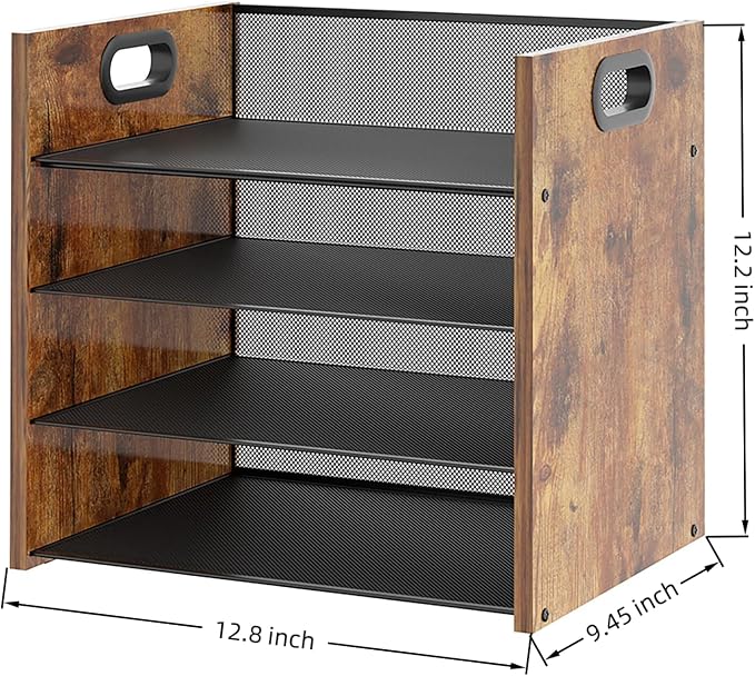 Desk Organizer, 4 Tier Desktop File Organizer and Paper Tray Organizer, Office Desk Accessories for Mail, Documents, Papers, Notebooks and Home Office Storage - Image 3