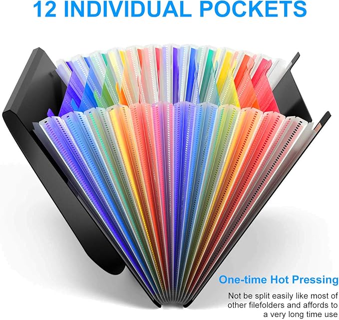 Accordion File Folder, 12 Pocket Expanding Desktop File Keeper with Labels, Portable Monthly Bill Receipt Document Storage Organizer, Letter/A4 Size - Image 3