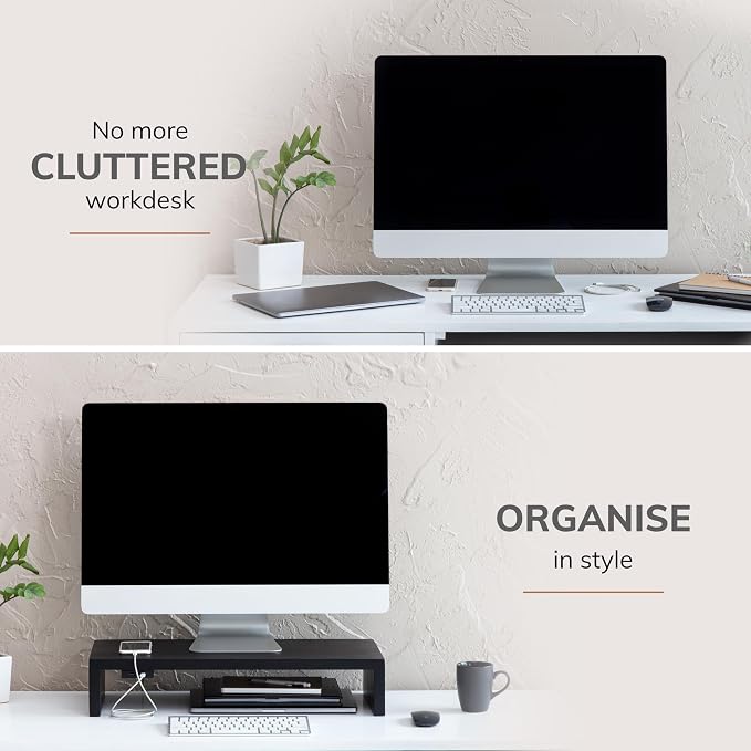 Anji Mountain Wooden Monitor Stand - Elegant Monitor Riser, Perfect Monitor Stand for Desk Organization, Durable Wood Construction monitor stands, Enhances Ergonomics and Workspace Efficiency,Black - Image 6