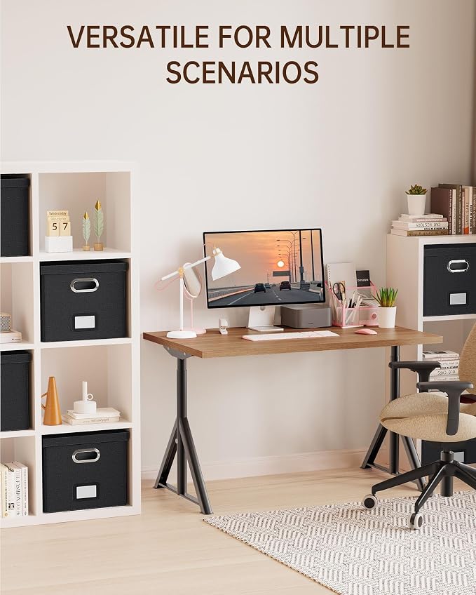 2 Pack File Storage Organizer, Filing Box, Portable File Box with Lid, Fit for Letter/Legal File Folder Storage, Document Organizer, Black - Image 6