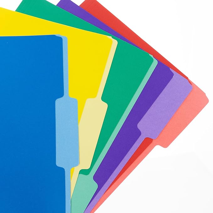 BAZIC Products Assorted Color File Folder, 1/3-Cut Tab, Letter, 100 Ct Box | staggered tabs, Fit standard file drawers and cabinets - Image 5