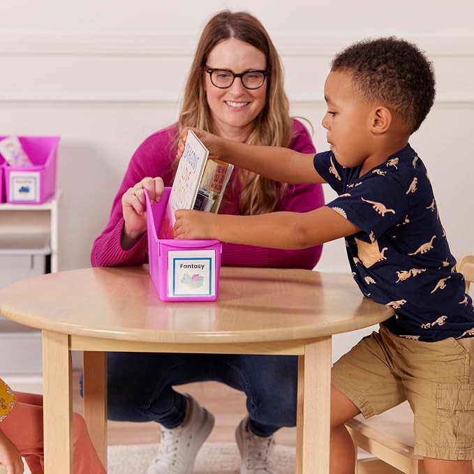 ECR4Kids Linking Plastic Storage Book Bin, Multipurpose Organization, Neon Purple, 10-Piece - Image 8