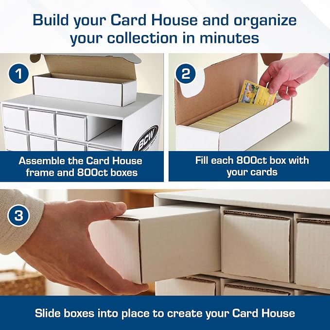 BCW Card House Storage Unit with 12-800 CT Boxes | Trading Card Organizer for Collectible Card Games | Card Catalogue for Sports Cards, Pokémon, Magic The Gathering | Holds up to 9600 Cards | 2 Pack - Image 4