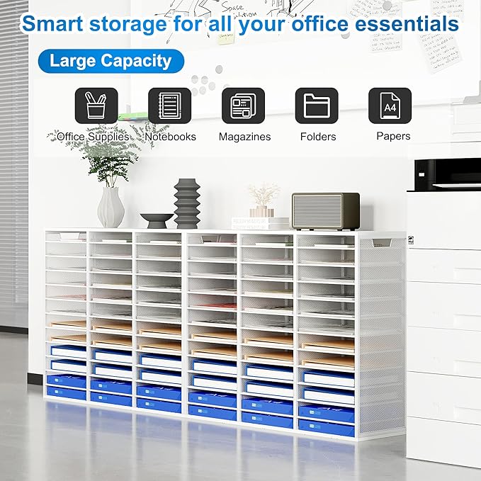Mail Sorter Adjustable Countertop Mail Holder, Heavy Duty Literature Organizer, Student Mailbox for Classroom, Desktop Bill Paper Organizer for Office Home School, 36 Compartments, White - Image 4