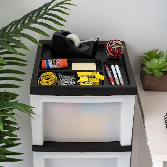 4-Drawer Narrow Plastic Storage Cart, with A Top Storage Compartment, Multi-functional Mobile Storage Cabinet, Suitable for Offices, Dormitories, and Craft Rooms. (Black) - Image 4