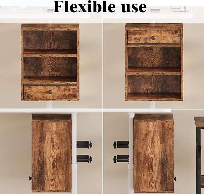 Unionly Clamp-on Under Desk Storage Shelves with Height Adjustable & Drawer | Standing Desk drawer attachment with Height Adjustable Shelves,Under Desk Leg shelf Storage for Home Office,Gaming Room - Image 7