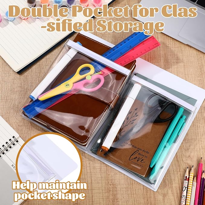 8 Pack Magnetic File Holder for Refrigerator 12 x 9.5 Inch Hanging Paper Organizer White Board Organizer with 2 Magnetic Pocket Office Supplies Storage for Notebooks Planners Mail Letters - Image 3