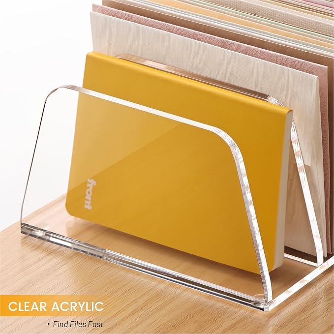 YUXUN Desk File Organizer,6-Section Acrylic Desk Organizer,Vertical File Sorter Holder Organization for Office School & Classroom (Clear - 1Pack) - Image 8