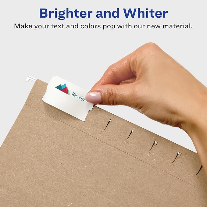 Avery® Printable Hanging File Folder Tabs, 1/5 Cut, White, 90 Total (5567) - Image 2