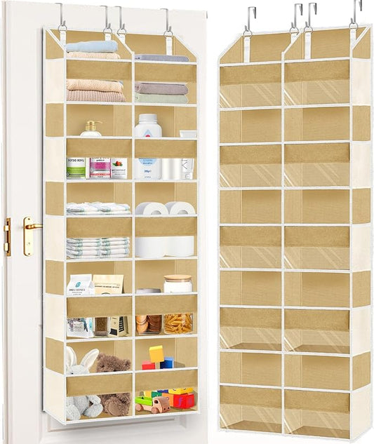 Over the Door Organizer 5 Tiers,Extra Large Behind Door Storage of 10 Compartments,80 lbs Weight Capacity Over the Door Storage, Door Hanging Organizer for Closet, Diaper Organizer, Camel by Ofiray-home