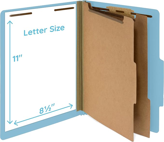 Blue Summit Supplies 30 Letter Size Light Blue Classification Folders, 2 Dividers, 2 Inch Tyvek Expansions, Durable 2, Letter Size, Light Blue Color, 30 Pack | Heavy-duty letter size, 2 in expansion, 2 prong fasteners, 2 dividers, for medical and legal... - Image 2