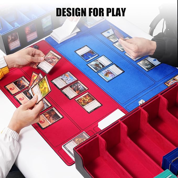 Trading Card Storage Box with Commander Display , 5-Row Deck Case with Removable Lid; 3900+ Card Deck Box for MTG TCG Sports Card, 5 Top Loaders, 5 Stoppers, 48 Dividers,1 Dice Tray (Black Blue) - Image 6