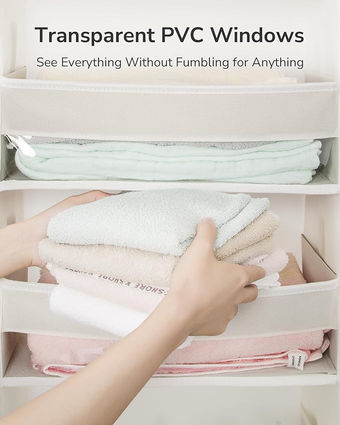 ULG 2 Pack Over The Door Organizer with 6 Large Pockets 12 Side Pockets, 50lbs Weight Capacity Door Hanging Organizer for Bedroom, Bathroom, Pantry, Nursery Storage, Beige - Image 3