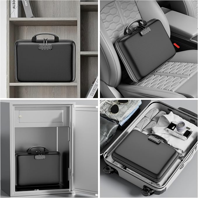 DocSafe Fireproof File Organizer with Lock, Hard-Shell Case Fireproof Document Box with 13 Pocket Accordion File Folder, Portable Home Office Travel Safe Storage for Important Documents Laptop Black - Image 5