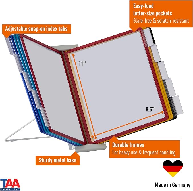 Durable Instaview20 Pocket Expandable Desktop Reference System - Letter Size 10 Double-Sided Panels - Assorted Color Borders (Pack of 10) - Image 2