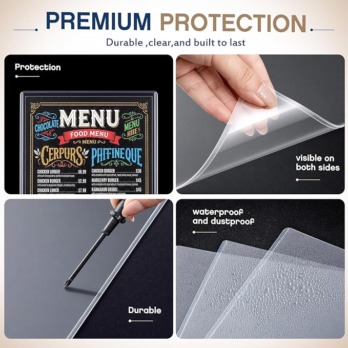 300 Pcs 8.5" x 14" Clear Plastic Menu Sleeves Covers Legal Size for Restaurant Menu Protector, 8.5" x 14" Rigid Print Protectors, Clear Hard Plastic Protective Sleeves Covers - Image 4