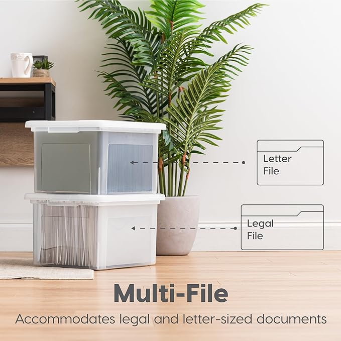 IRIS USA 4-Pack 35 Qt. Letter/Legal File Box with Latching Lid, Black | Protect important documents, letter and legal files with secure storage for home offices, moving, and long-term organization - Image 2