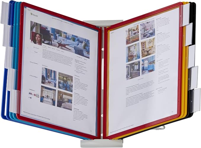 Durable Instaview20 Pocket Expandable Desktop Reference System - Letter Size 10 Double-Sided Panels - Assorted Color Borders (Pack of 10) by DURABLEOfficeProducts