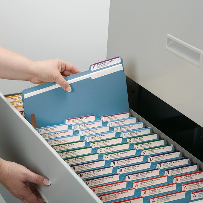 Smead Fastener File Folders, Reinforced 1/3-Cut Tabs, 2 Fasteners, Letter Size, Blue, 50 per Box (12040) - Image 9