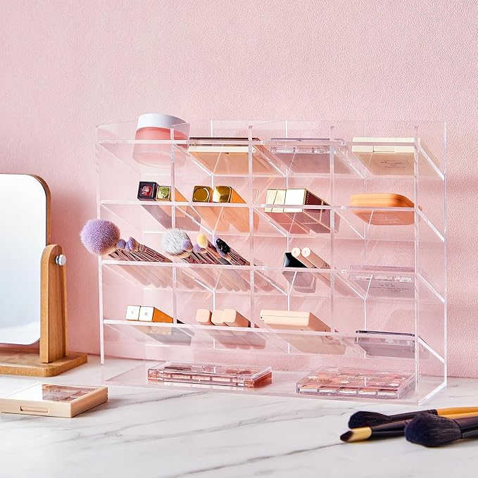 MotiMind Acrylic Pen Organizer Storage for 200 Markers Vertical Marker Organizer Acrylic Pen Display Holder for Office Desk Desktop Stationery Pencil Storage, Clear, 13 x 4 x 10.2 Inch - Image 4