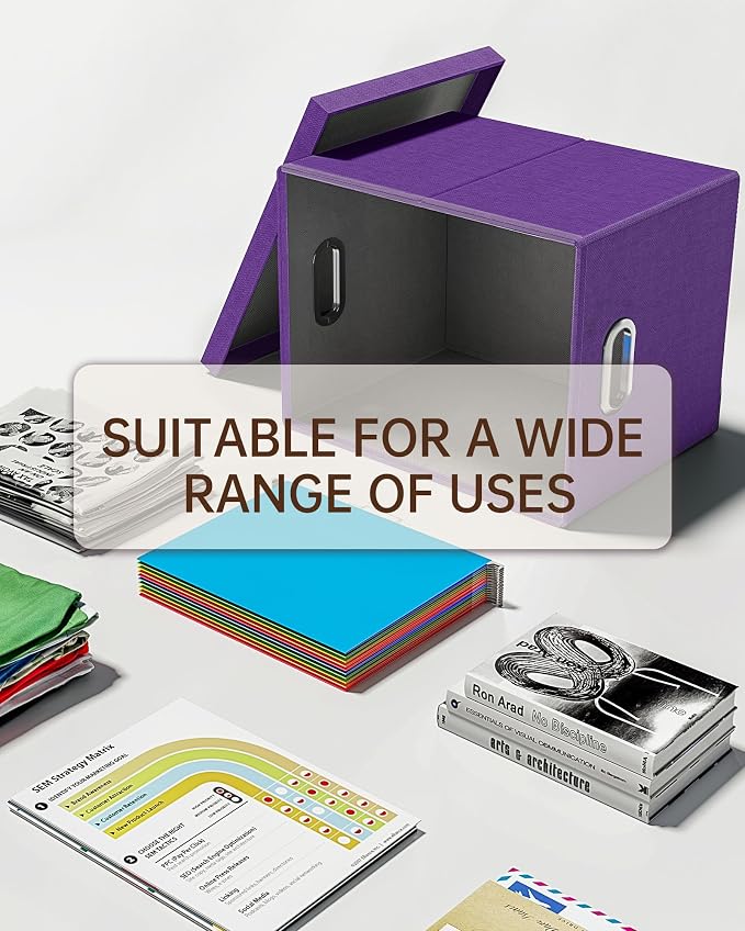 2 Pack File Storage Organizer, Filing Box, Portable File Box with Lid, Fit for Letter/Legal File Folder Storage, Document Organizer, Purple - Image 5