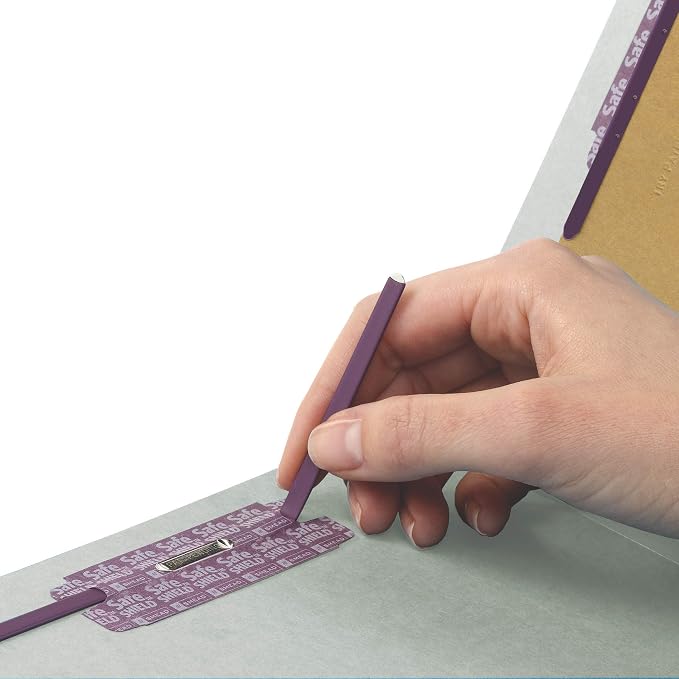 Smead 100% Recycled End Tab Pressboard Classification File Folder with SafeSHIELD Fasteners, 3 Dividers, 3" Expansion, Letter Size, Gray/Green, 10 per Box (26820) - Image 3