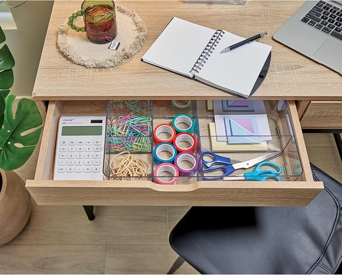 iDesign Interlocking 5-Section Drawer Organizer, Set of 2, Clear | For Kitchen, For Bathroom, For Desk - Image 6
